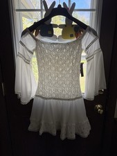 New Venus White Sheer Off The Shoulders Mini Dress 4 NWT