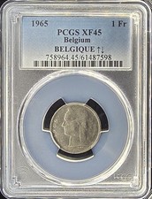 1965 Belgium 1 Franc Belgique French Text PCGS XF45 (98)