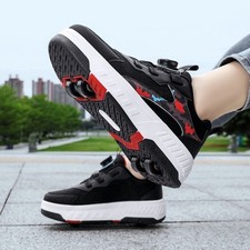Roller skate shoes for kids boys girls sport sneakers 4 wheels footwear Sz 3