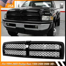 For 1994-2002 Dodge Ram 1500 2500 3500 Gloss Black Front Bumper Grille Assembly