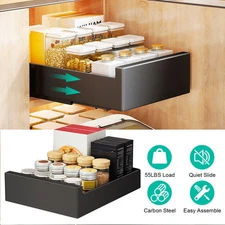 1Pc Pull Out Cabinet Organizer Carbon Steel Slide Out Drawer Storage Smooth Qu