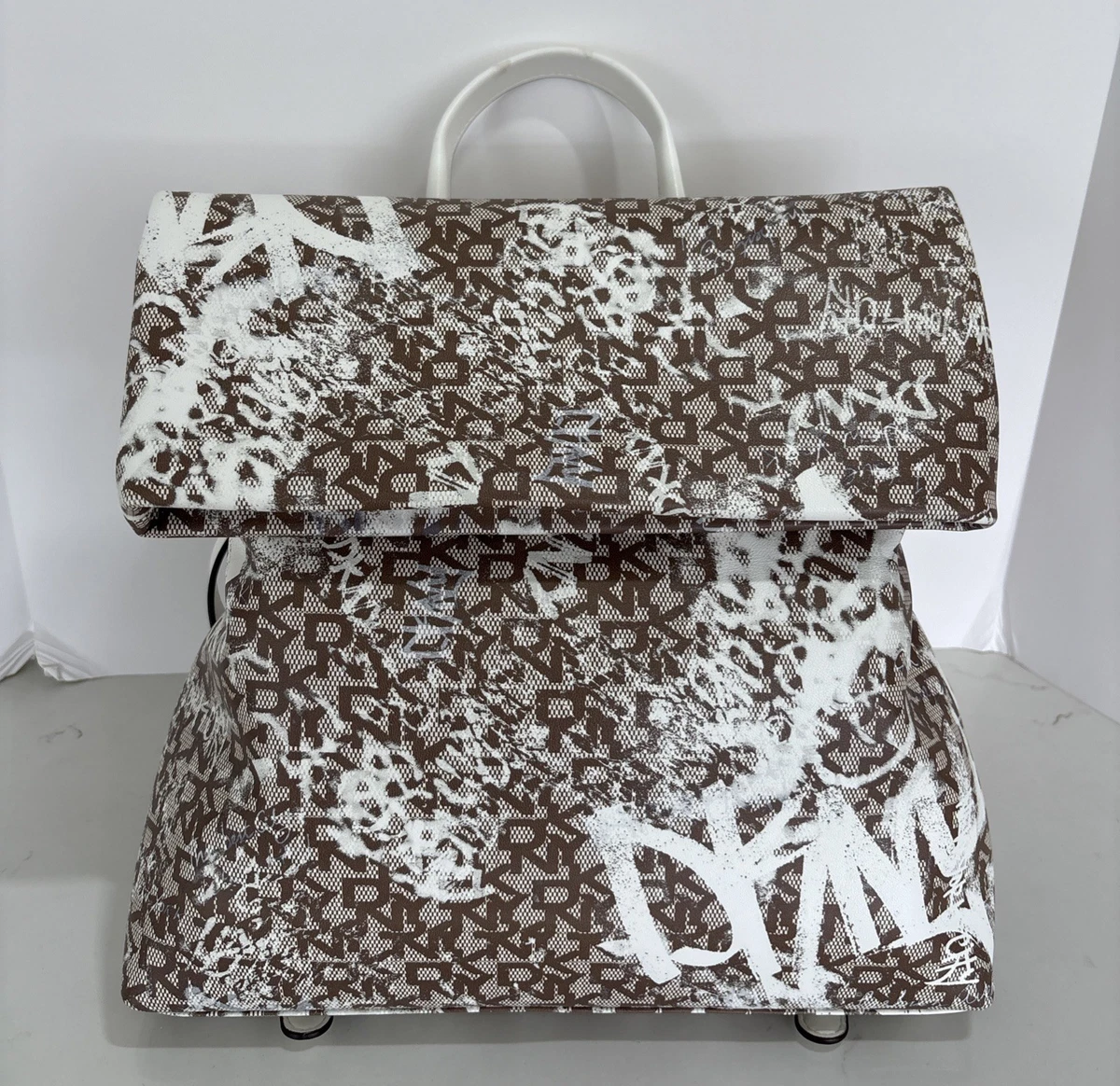 DKNY Cream and Tan Graffiti Backpack DKNY Backpack | SportsDirect.com USA main image 3