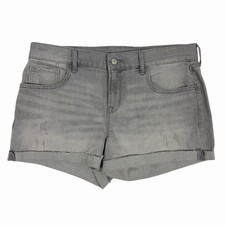Old Navy Boyfriend High Rise Gray Distressed Cuffed Hem Denim Jean Shorts 12 R