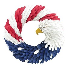 Homespun Red White  Blue Eagle Wreath, 21" 4th of July Door Decor 2026
