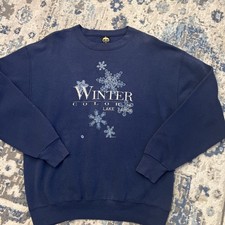 Vintage 90s Lake Tahoe Winter Colors Sweatshirt XL Snowflakes