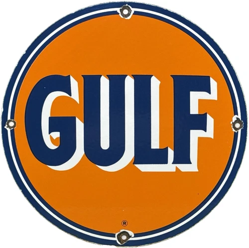 VINTAGE GULF GASOLINE PORCELAIN SIGN GENERAL STORE GAS STATION MOTOR OIL PUMP