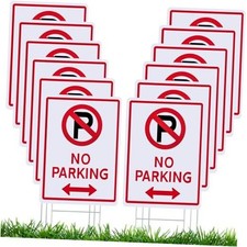 Pcs No Parking Signs with H Stake 14 x 10" Plastic Waterproof Double Sided 12