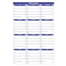 Purple Yearly Wall Calendar 2025 2026 Thick Paper Floral Design Large Size