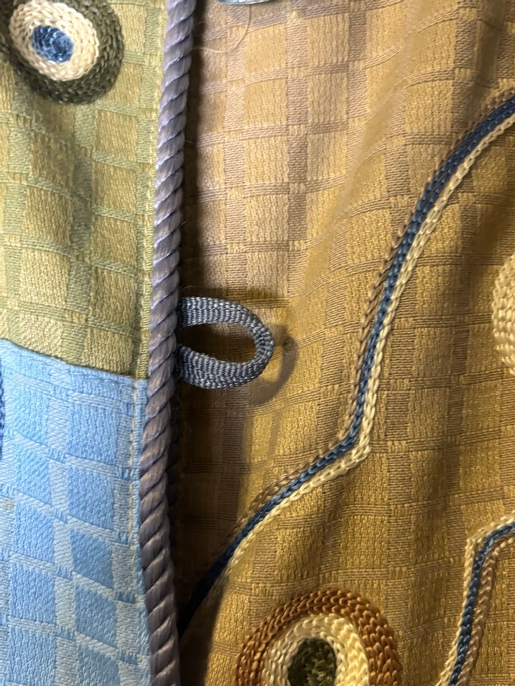 Indigo Moon Embroidered Patchwork Jacket Blue Gre… - image 5