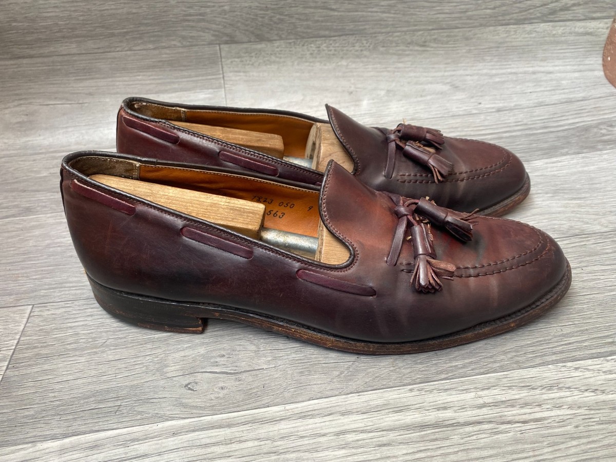 Alden 563 tassel shell cordovan brown leather slip-on loafers sz