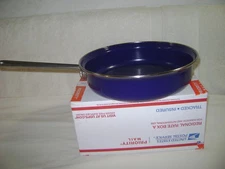 VTG CHANTAL COBALT BLUE ENAMELED STEEL 9.5" SKILLET SAUTE FRY PAN NO LID