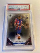 2023-24 TOPPS CHROME UEFA CLUB COMPETITIONS LAMINE YAMAL #64 ROOKIE RC PSA 10