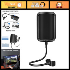 Metal Pop Filter for Microphones - Windscreen with 360  Gooseneck Clip, Compatib