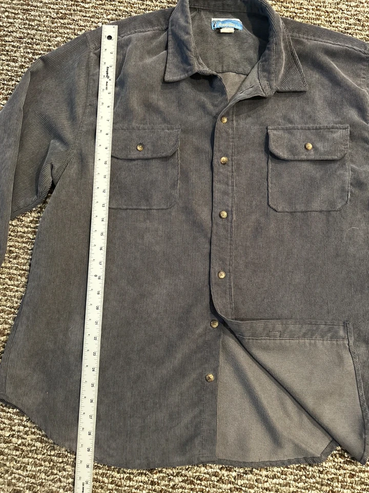 Camisa de Pana Stag Hill Para Hombre XL Gris De Colección Haband Abotonada Manga Larga Exterior Foto 3 de 4