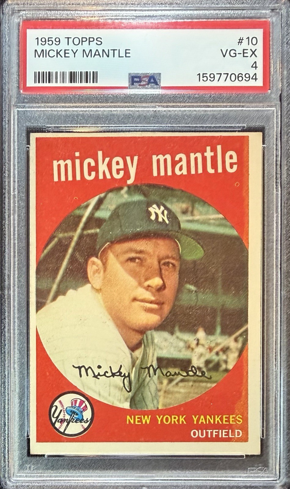 1959 TOPPS MICKEY MANTLE #10 PSA 4 VG-EX view 2