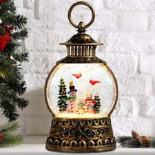 Christmas Snowman Snow Globe, Cardinal Musical Snow Globe Lantern Lights with 6H
