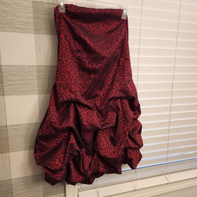 Dors 17/18 Mini Dress Red With Black Leopard Print Ruffled And Draped