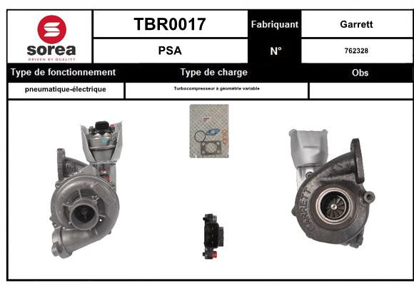 Turbocompresseur SNRA TBR0017 pour Peugeot 206 3 et 5 portes