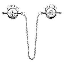 Skull Hellfire Nipple Clamps Halloween Style Metal Breast Clips With Chain Body