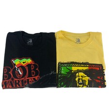 2 Men's Bob Marley Zion Rootswear SS T-Shirts 2013 Black Yellow XXL Deadstock