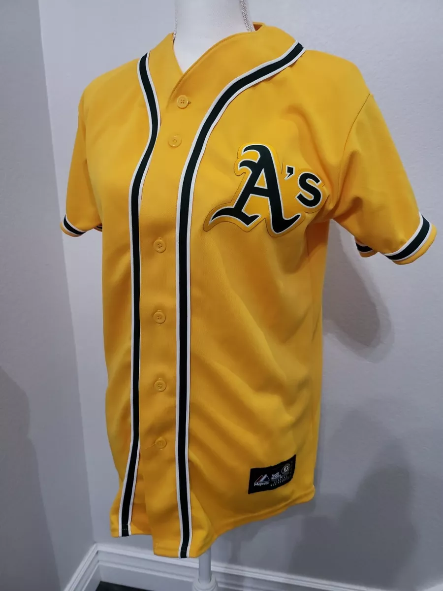 Authentic Majestic Oakland Athletics A's MLB Yellow Green Jersey ~ XL