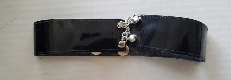 VINTAGE Metal & PU Choker COLLAR 19" Gothic Punk Cosplay Adjustable