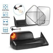 Tow Mirrors Side View Power Heated w/ Led Signal Lights For 1998-2002 Dodge Ram