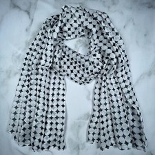 Elegant White Dots on Black Lightweight Scarf
