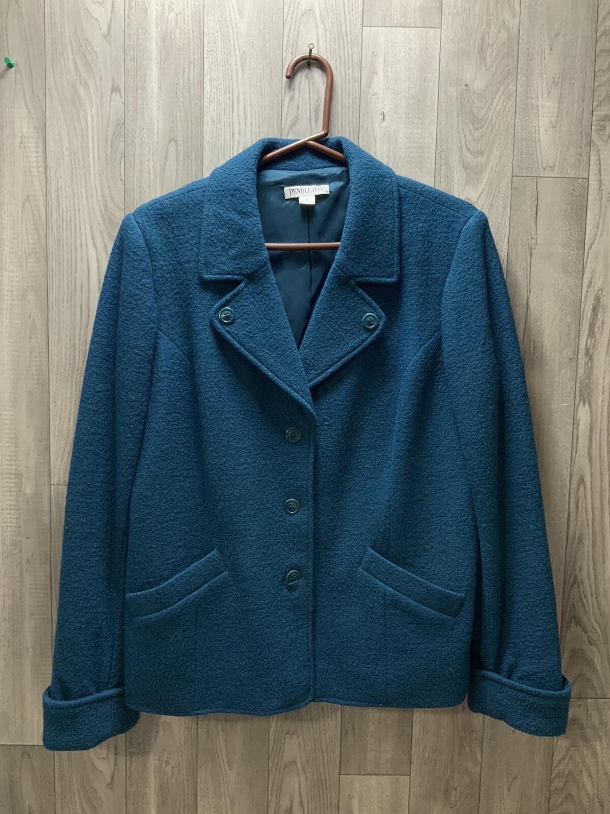 Pendleton Virgin Wool Blazer Jacket Dark Teal Lin… - image 1