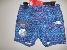 The North Face Girl's Amphibious Shorts Blue Teal Print UPF 50 Sz XL 18 NWT 40