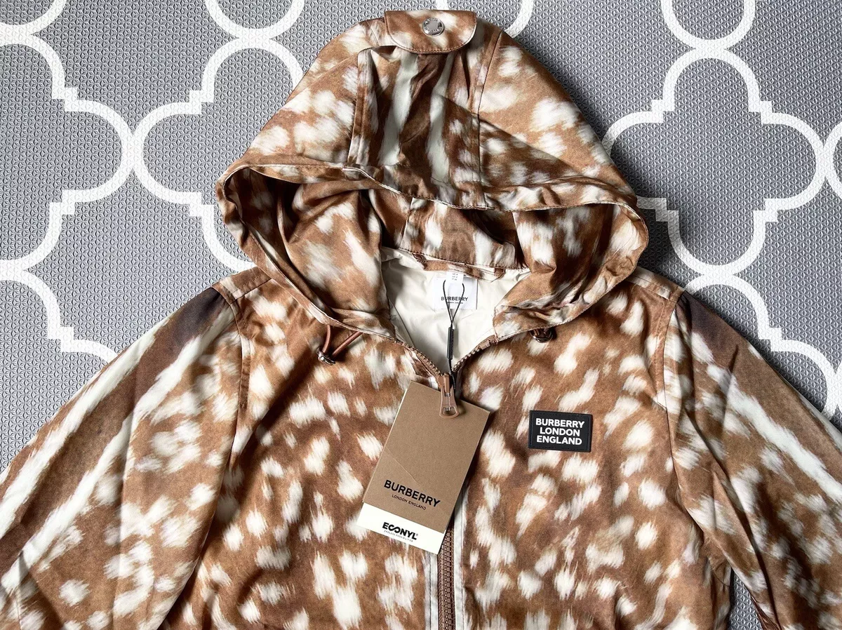 NWT Burberry London England Deer Print Jacket Hoodie Honey UK4 US2 IT36