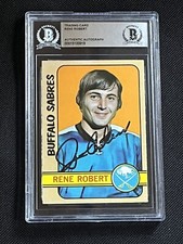 RENE ROBERT 1972-73 TOPPS ROOKIE SIGNED AUTOGRAPHED CARD SABRES BAS AUTHENTIC