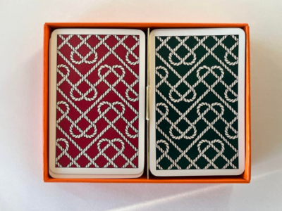 HERMES PARIS 2 Deck of Playing Cards Trump Game Heart Rope Red