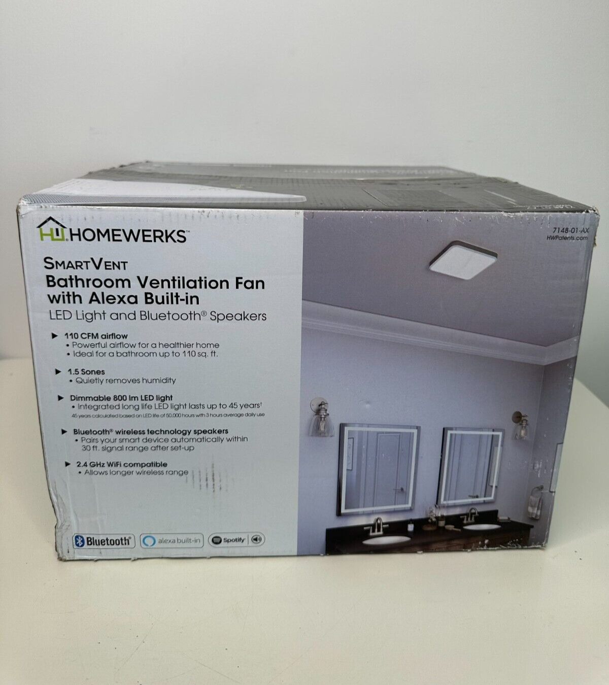 Home NetWerks 110 CFM LED Light Ceiling-Mounted Bathroom Exhaust Fan with  Alexa - White (7148-01-AX) for sale online | eBay