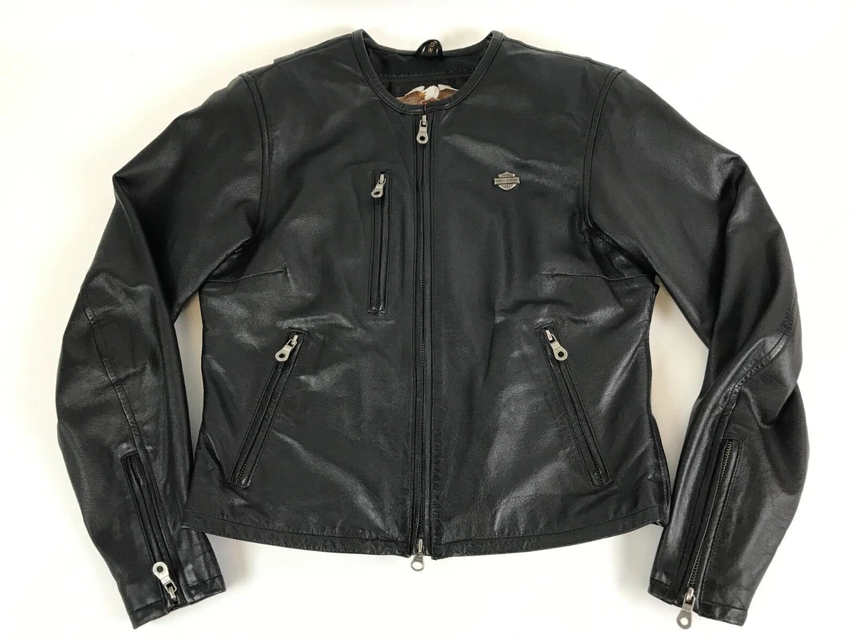 Womens Harley Davidson Leather Jacket RN 103819 Embroidered Logo Size SW
