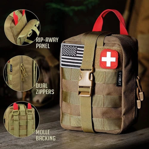 EVERLIT 250pc Survival First Aid Kit IFAK EMT Molle Trauma Bag Camo Tactical - Picture 3 of 8