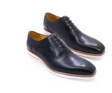 Men's fashionable British style first-layer cowhide flat business leather shoes