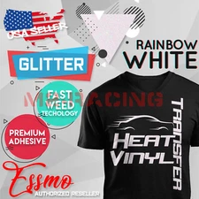 Rainbow White Glitter Heat Transfer Vinyl HTV 20" TShirt Iron On Heat Press DG21