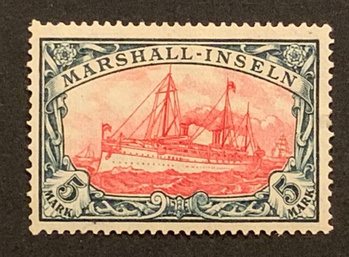 Travelstamps: GERMANY MARSHALL ISLANDS STAMPS KAISER’S YACHT MOGLH WMK 5M SIGNED - Picture 2 of 7