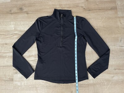 Prada Women's Long Sleeve Half Zip Pullover Top Solid Black