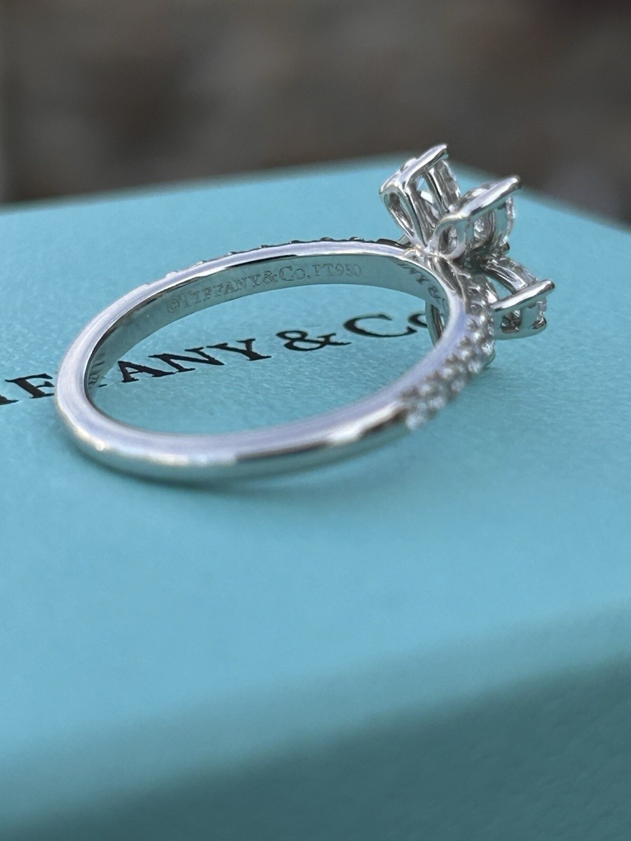 Tiffany & Co Platinum Diamond Victoria Mixed Cluster Ring, .59 TCW