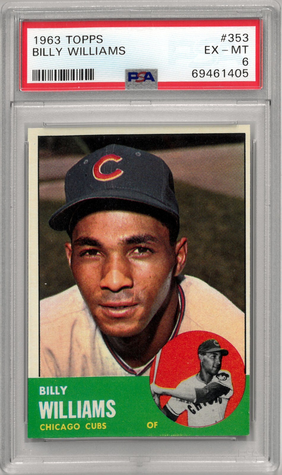 Billy Williams 1963 Topps Baseball Card #353 - PSA Graded 6 EX-MT (Chicago Cubs)