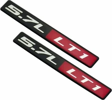 Pair Set LT1 5.7L Engine Fender Emblem Badge Decal (Red Black)