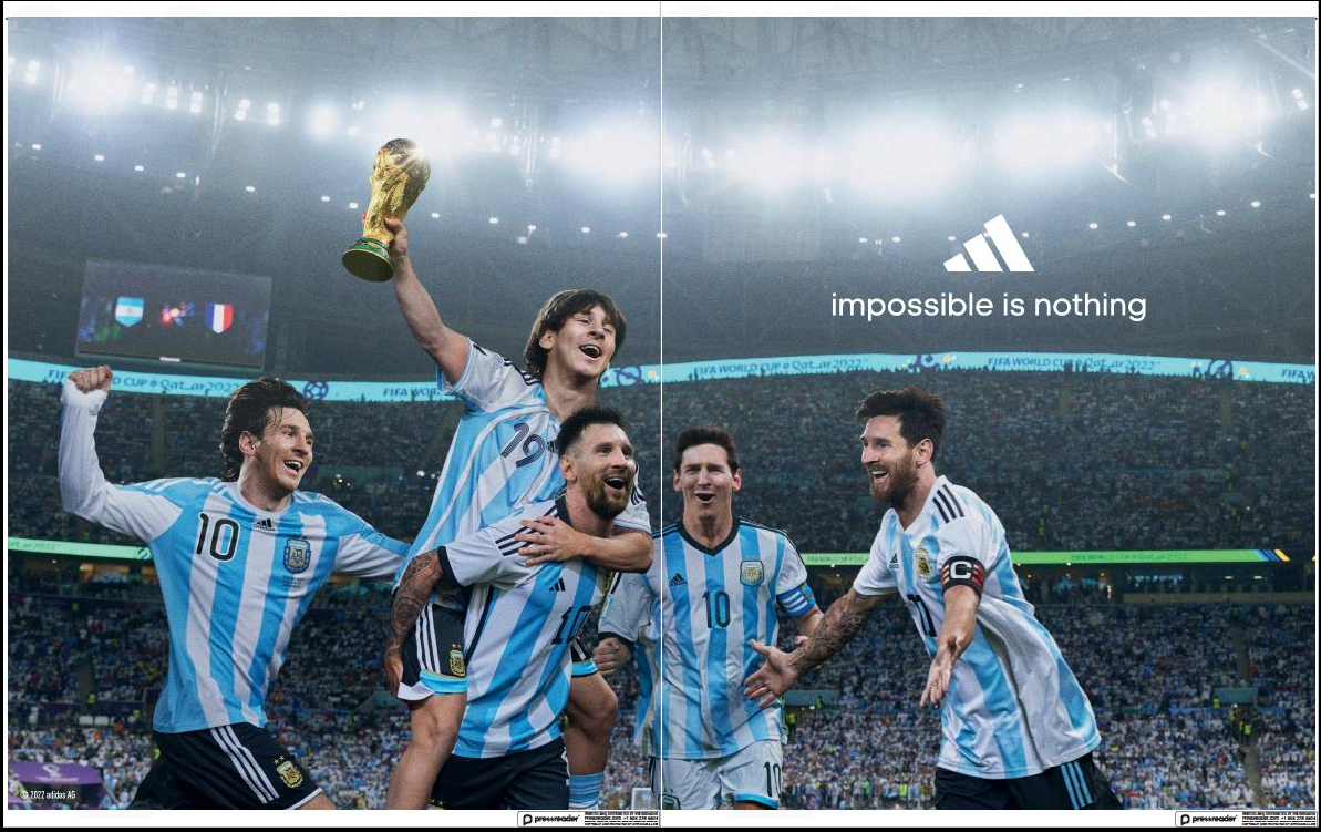 MESSI WINS 2022 WORLD CUP ADIDAS 'IMPOSSIBLE IS NOTHING' POSTER