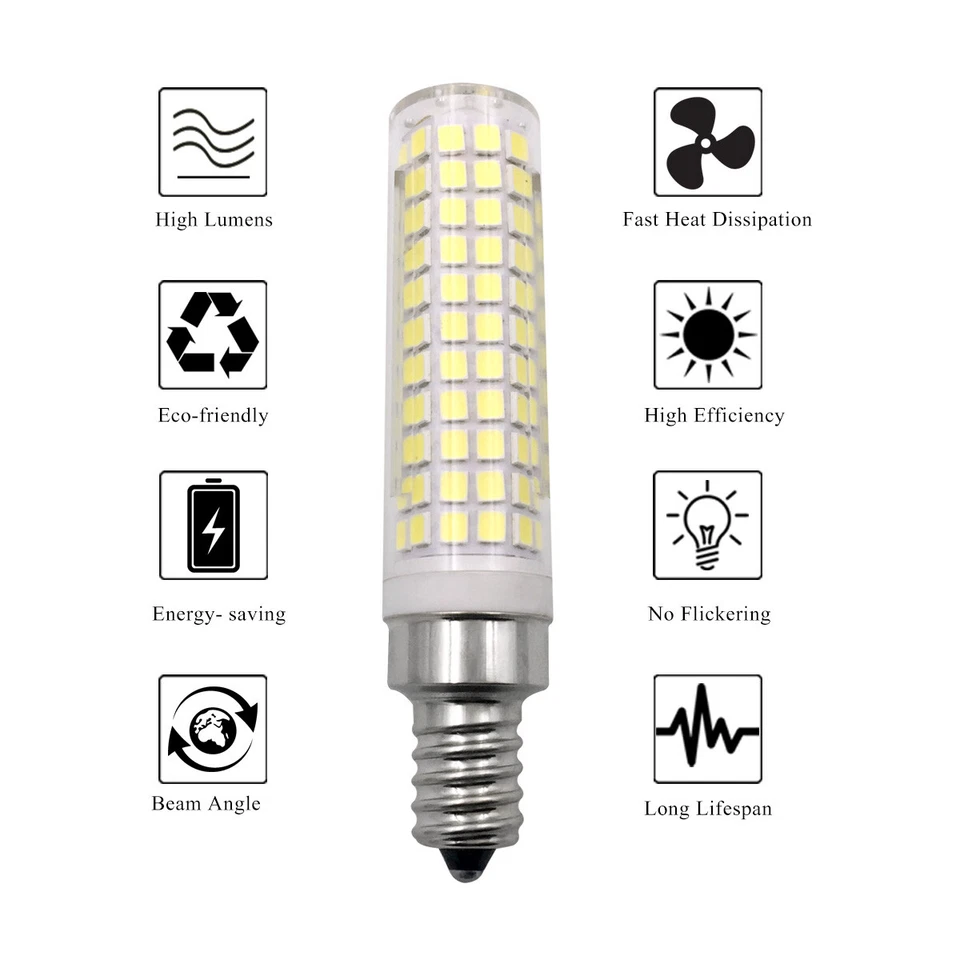 E12 Candelabra LED Bulb C7 10W 110V 136-2835 SMD Ceramics Light Equivalent 100W - Image 4 of 4