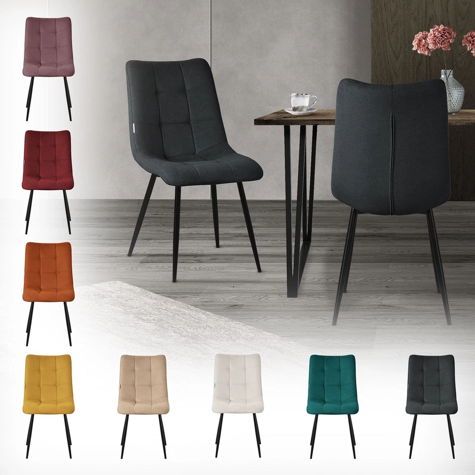Lot de 2/4/6/8 chaises de salle à manger en polyester rembourrée éponge - Photo 1/1