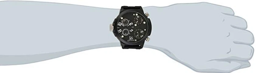 Reloj Joshua & Sons Hombre Negro Triple Zona Horaria Correa Goma F1111 Foto 2 de 2