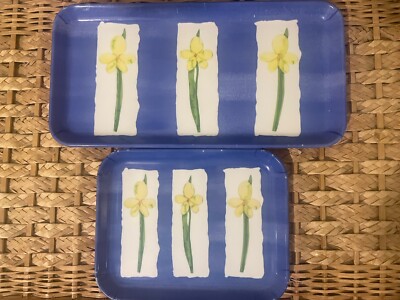 Vintage Melamin Tabletts Narzisse Frühling Thema - gebraucht