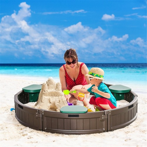 Kids Sandbox with Cover Chocolate Brown - Picture 7 of 7