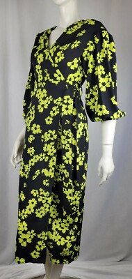 Topshop Floral Black Lime Green Wrap Midi Dress Sz 2 XS NWT | eBay